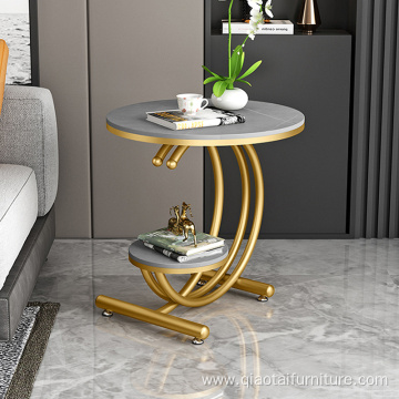 Modern Rock Slab Wrought Iron Sofa Side Table